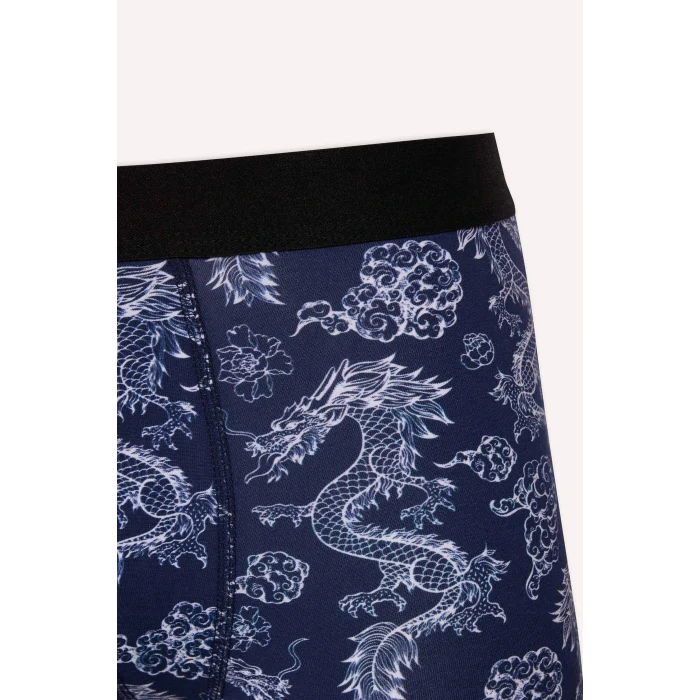 Defacto G3842AXNV135 Lacivert Regular Fit Hayvan Baskılı 3lü Boxer