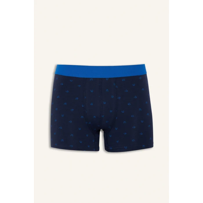 Defacto G4673AXBE103 Mavi Regular Fit Baskılı 3lü Boxer
