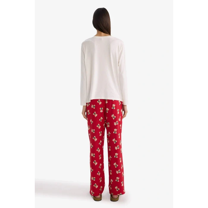 Defacto G0233AXRD256 Kırmızı Yılbaşı Temalı Regular Fit Uzun Kollu Üst Uzun Alt
