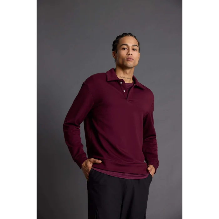Defacto G3596AXBR34 Bordo Standart Fit Polo Yaka Modal Sporcu Sweatshirt