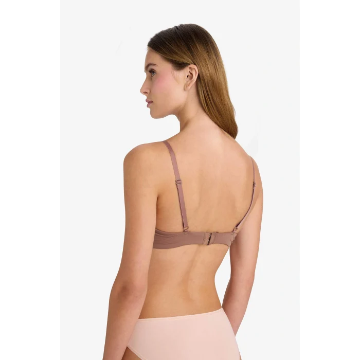 Defacto Z3350AZBN307 Kahve Push Up Micro Kaplı Yarım Dolgulu Balenli Tişört Bra