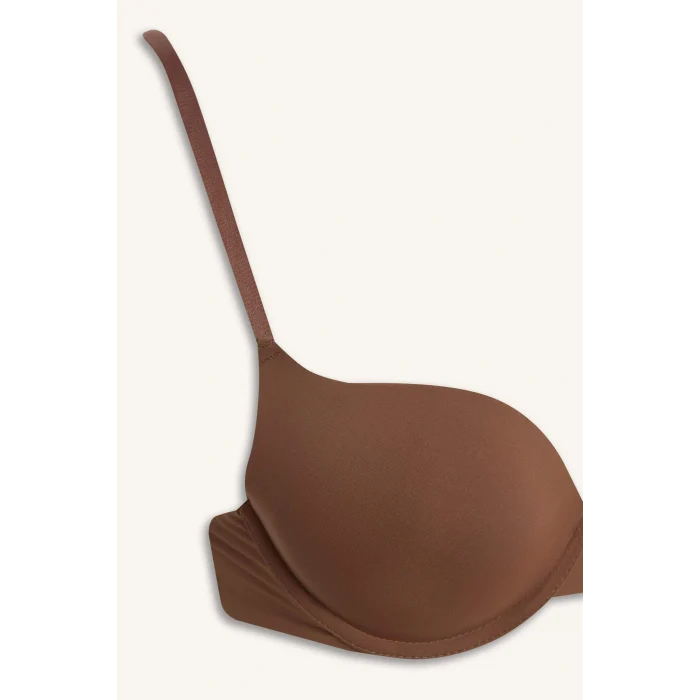Defacto Z3350AZBN307 Kahve Push Up Micro Kaplı Yarım Dolgulu Balenli Tişört Bra