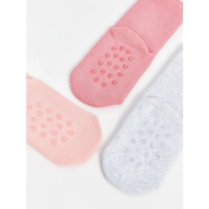 LCW baby Pembe Baskılı Kız Bebek Soket Çorap 3lü