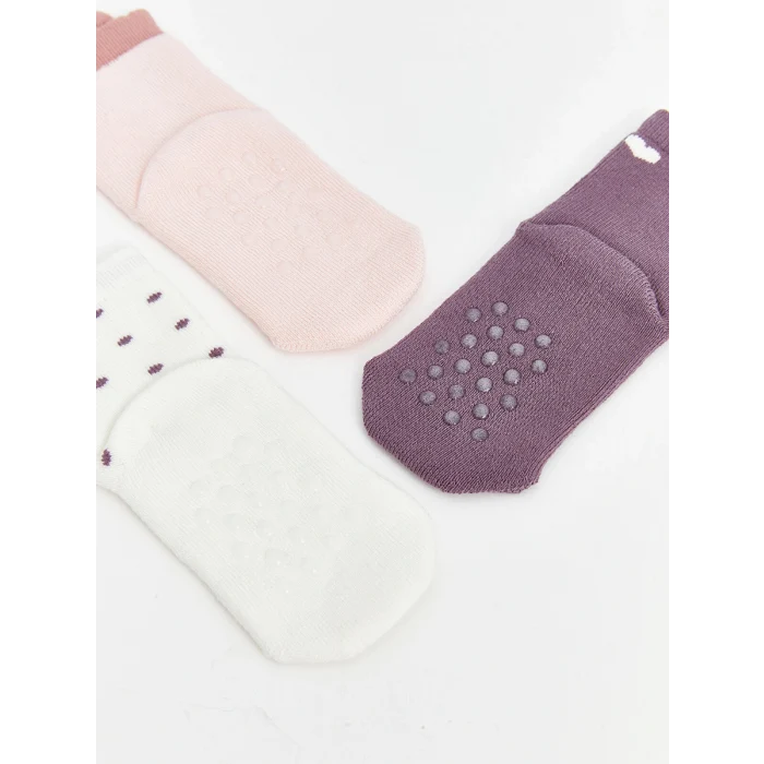 LCW baby Pembe Baskılı Kız Bebek Soket Çorap 3lü