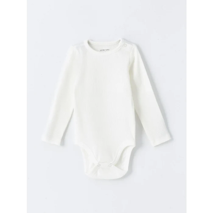 LCW baby Pembe Bisiklet Yaka Uzun Kollu Basic Kız Bebek Çıtçıtlı Bodysuit 2li