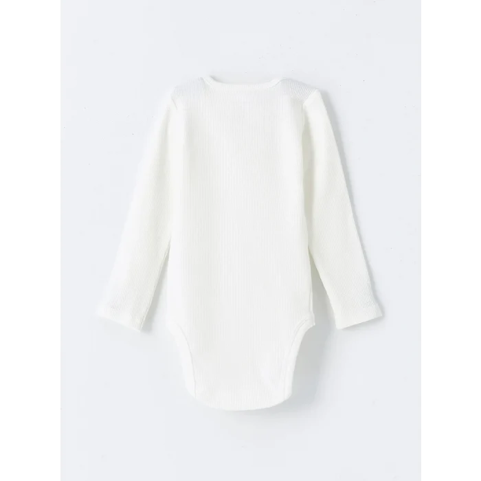 LCW baby Pembe Bisiklet Yaka Uzun Kollu Basic Kız Bebek Çıtçıtlı Bodysuit 2li