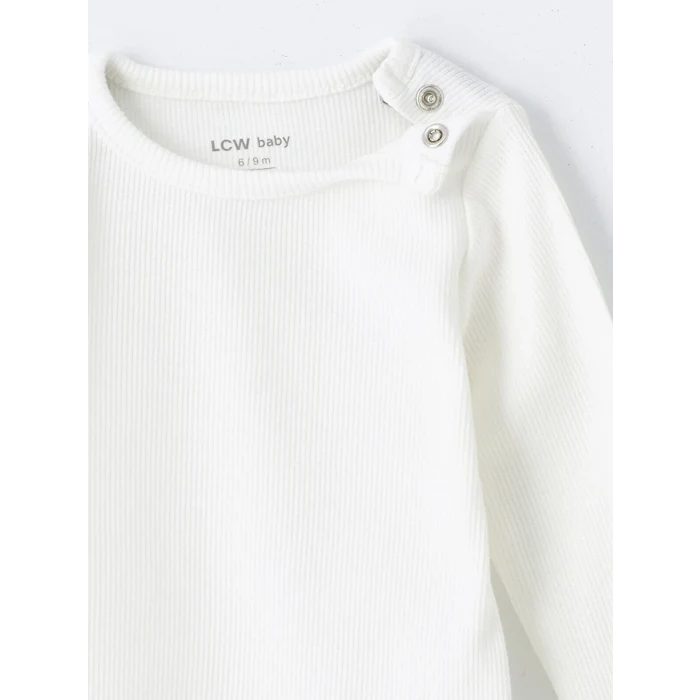 LCW baby Pembe Bisiklet Yaka Uzun Kollu Basic Kız Bebek Çıtçıtlı Bodysuit 2li