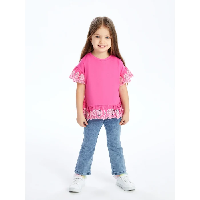 LCW Kids Mavi Beli Lastikli Basic Kız Bebek Jean Pantolon