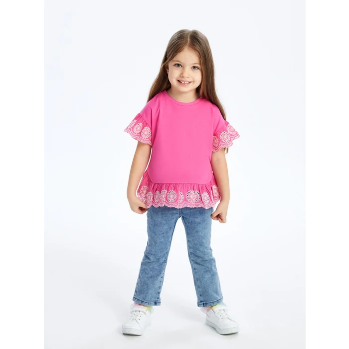 LCW Kids Mavi Beli Lastikli Basic Kız Bebek Jean Pantolon