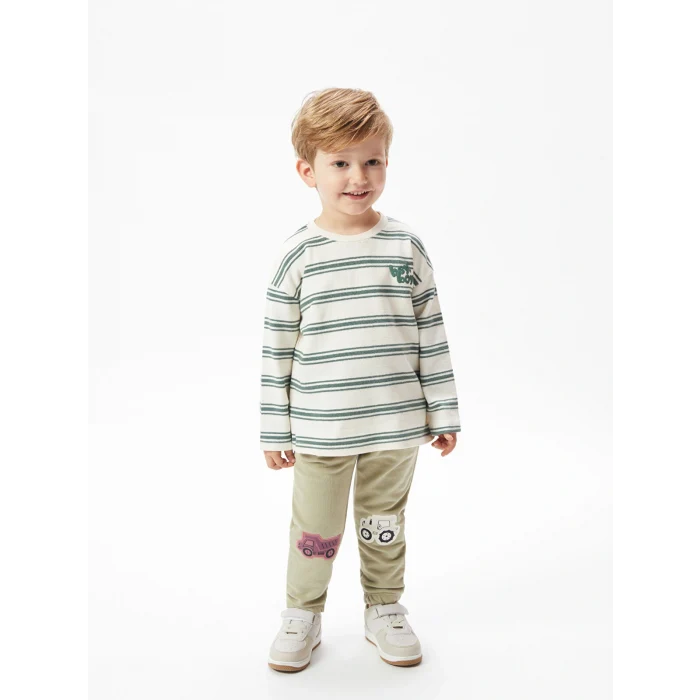 LCW Kids Yeşil Beli Lastikli Nakışlı Erkek Bebek Jogger Eşofman Altı