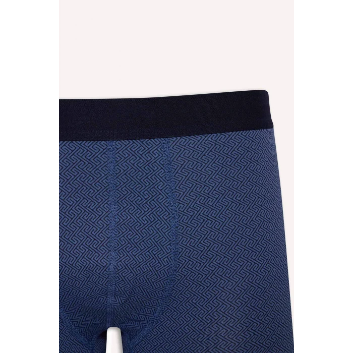Defacto B7793AXNV135 Lacivert Regular Fit Etnik Desenli 3lü Boxer