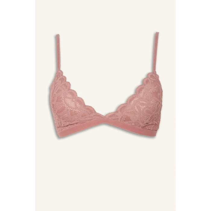 Defacto F5037AXBR86 Bordo Dantelli Simli Kapsız Pedsiz Balensiz Triangle Bra
