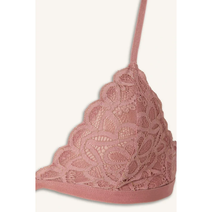 Defacto F5037AXBR86 Bordo Dantelli Simli Kapsız Pedsiz Balensiz Triangle Bra