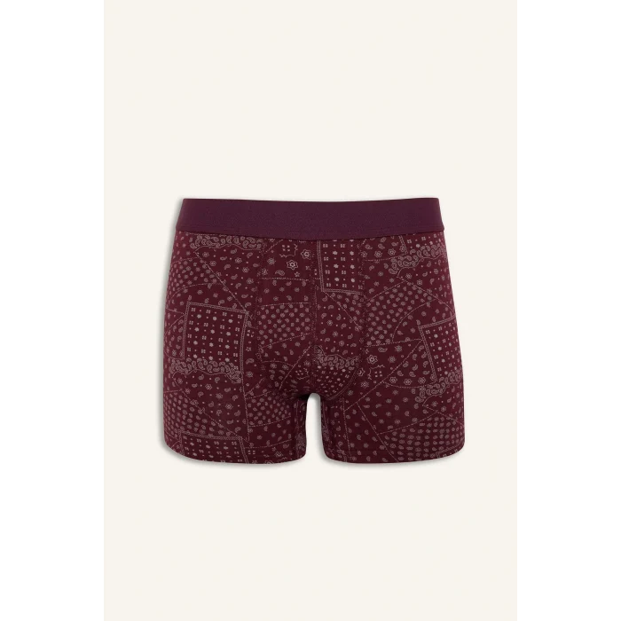 Defacto G3230AXBR34 Bordo Regular Fit Şal Desenli 3lü Boxer