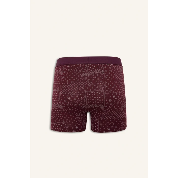 Defacto G3230AXBR34 Bordo Regular Fit Şal Desenli 3lü Boxer