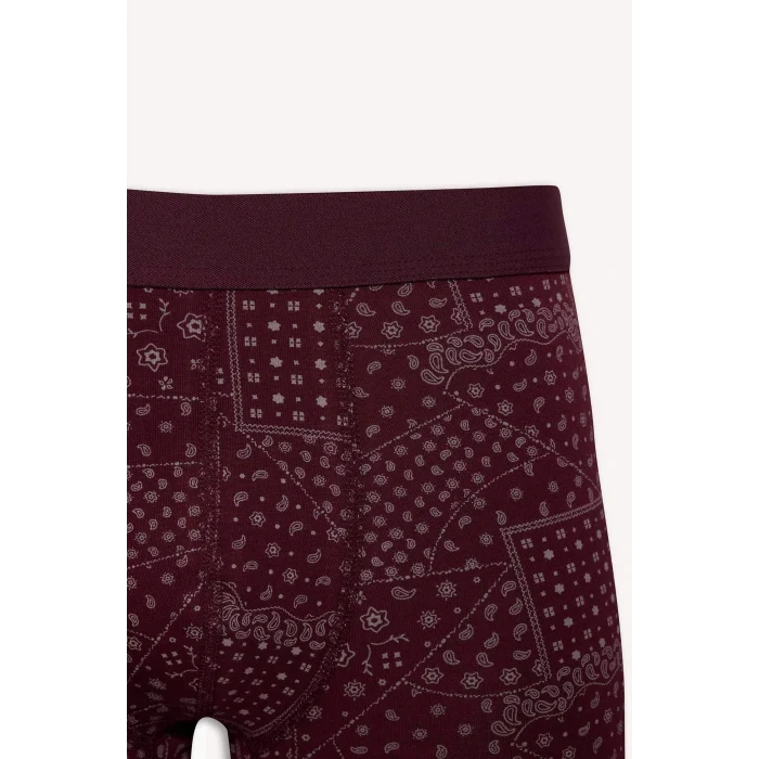 Defacto G3230AXBR34 Bordo Regular Fit Şal Desenli 3lü Boxer