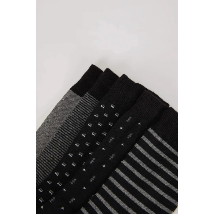 Defacto A7552AXBK27 Siyah Erkek 5li Pamuklu Uzun Çorap