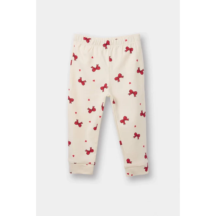 Defacto F0639A5ER233 Ekru Kız Bebek Yılbaşı Temalı Pijama Takımı Uzun Kollu Üst Uzun Alt