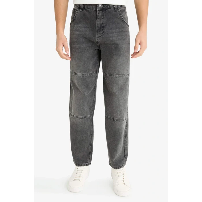Defacto E8420AXNM40 Siyah Relax Fit Yırtık Detaylı Jean Pantolon