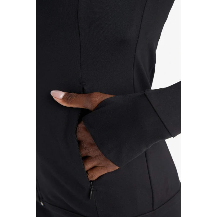 Defacto B3985AXBK81 Siyah Fitted Vücuda Oturan Ultra Soft Dik Yaka Çift Cepli Parmak Detaylı Fermuarlı Spor Hırka