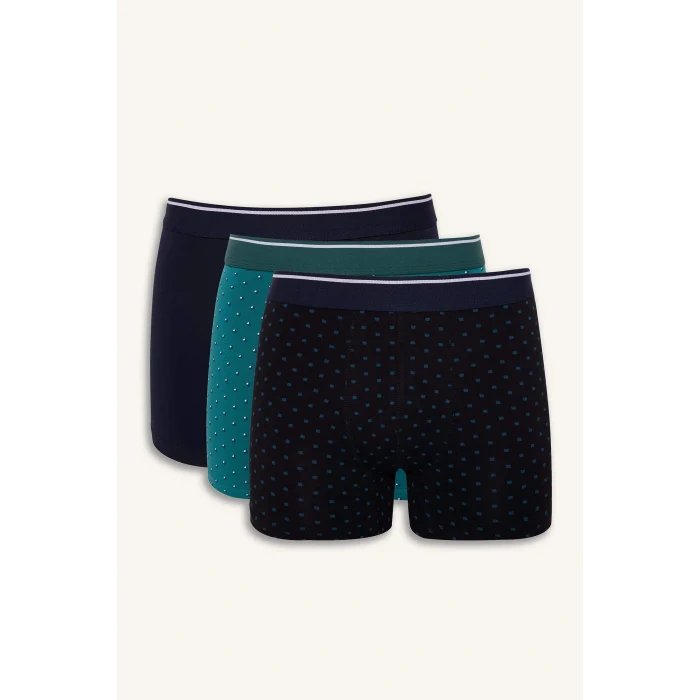 Defacto F9903AXNV135 Lacivert Regular Fit Puantiye 3lü Boxer