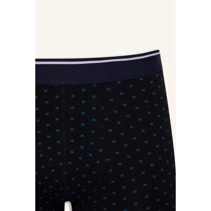 Defacto F9903AXNV135 Lacivert Regular Fit Puantiye 3lü Boxer