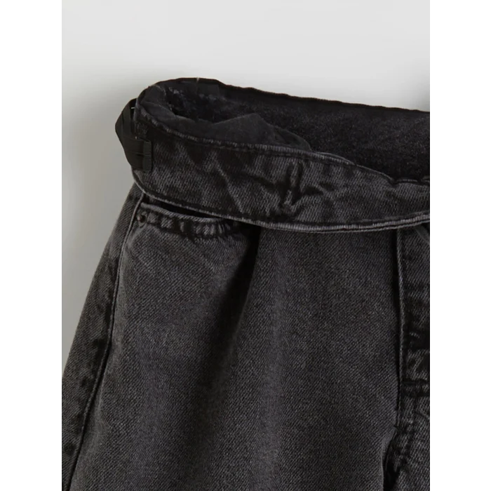 LCW Kids Siyah Barrel Fit Kız Çocuk Jean Pantolon