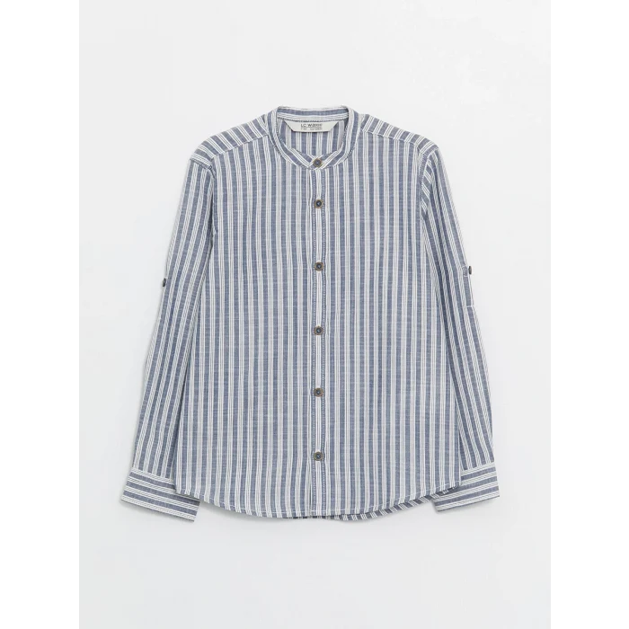 LCW Kids Lacivert Hakim Yaka Çizgili Uzun Kollu Erkek Çocuk Gömlek