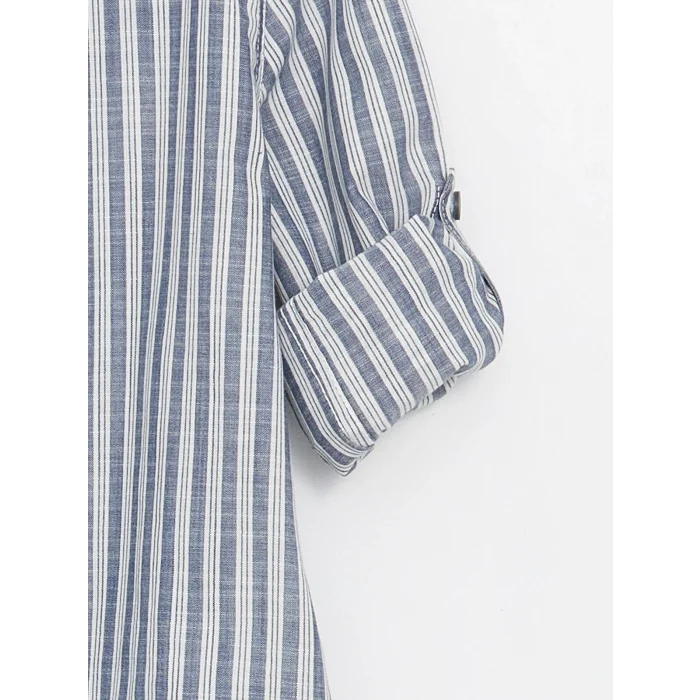 LCW Kids Lacivert Hakim Yaka Çizgili Uzun Kollu Erkek Çocuk Gömlek