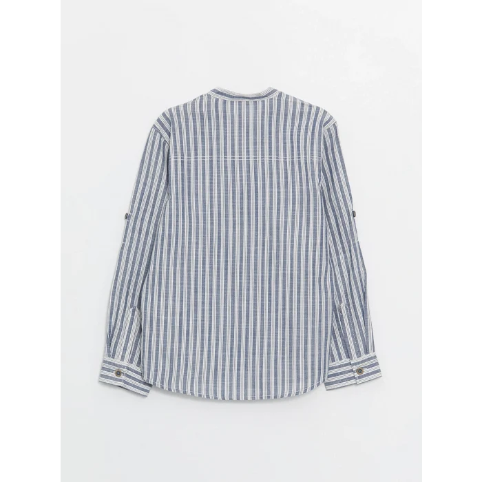 LCW Kids Lacivert Hakim Yaka Çizgili Uzun Kollu Erkek Çocuk Gömlek