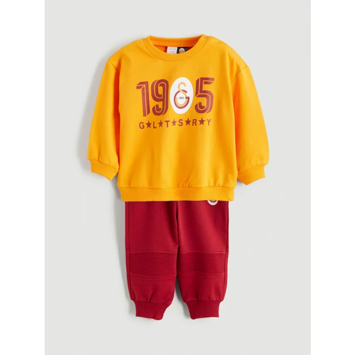 LCW baby Turuncu Galatasaray Lisanslı Erkek Bebek Sweatshirt ve Eşofman Altı
