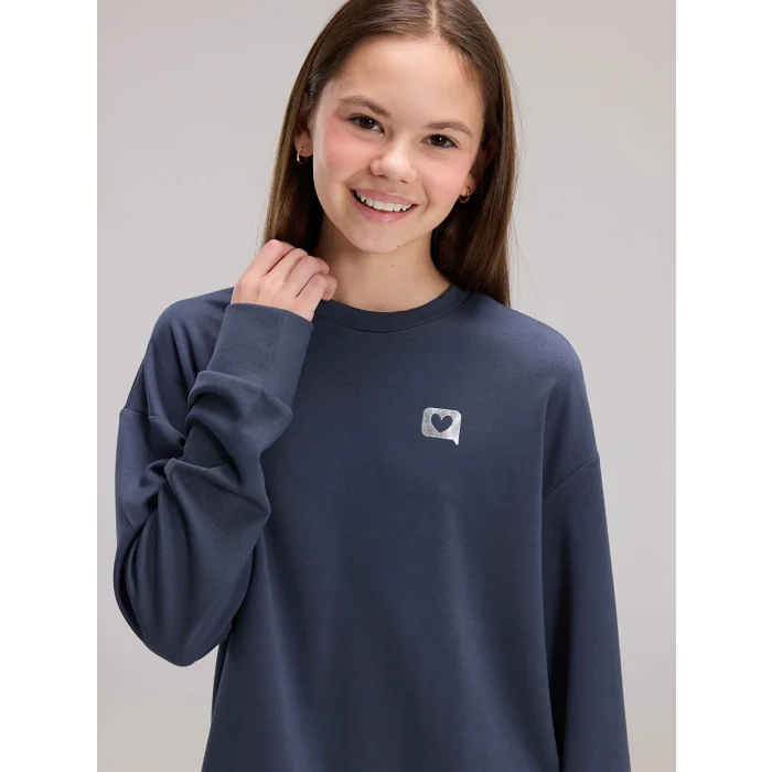 LCW Kids Antrasit Bisiklet Yaka Kız Çocuk Sweatshirt