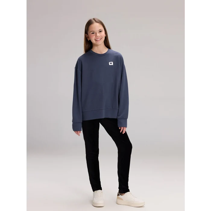 LCW Kids Antrasit Bisiklet Yaka Kız Çocuk Sweatshirt