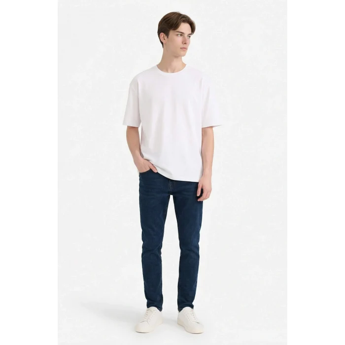 Defacto B3620AXNM83 İndigo Carlo Skinny Fit Ekstra Dar Kalıp Normal Bel Ekstra Dar Paça Jean Pantolon