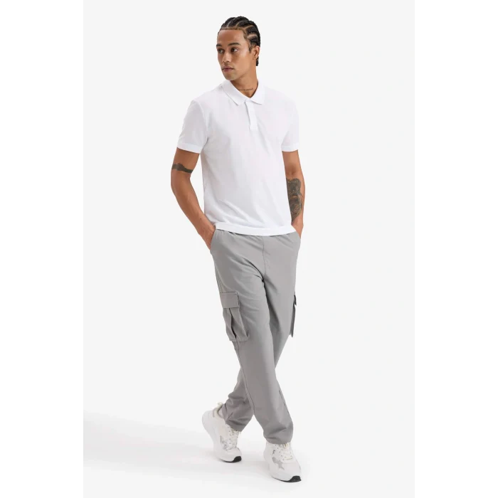 Defacto D9779AXWT34 Beyaz Slim Fit Dar Kesim Polo Yaka Sporcu Pike Kısa Kollu Tişört