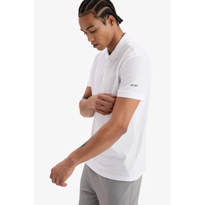 Defacto D9779AXWT34 Beyaz Slim Fit Dar Kesim Polo Yaka Sporcu Pike Kısa Kollu Tişört