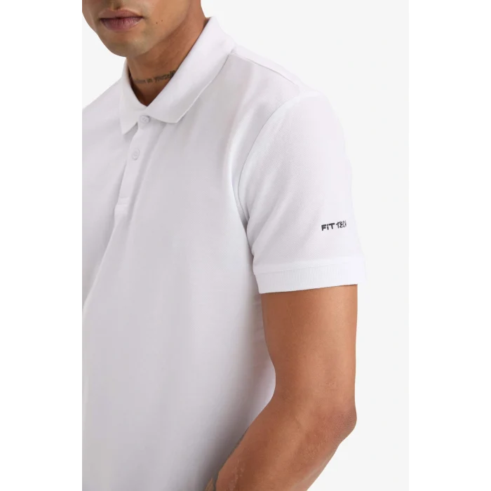 Defacto D9779AXWT34 Beyaz Slim Fit Dar Kesim Polo Yaka Sporcu Pike Kısa Kollu Tişört