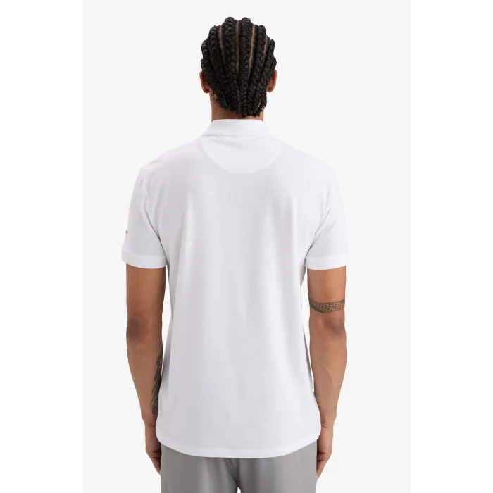 Defacto D9779AXWT34 Beyaz Slim Fit Dar Kesim Polo Yaka Sporcu Pike Kısa Kollu Tişört