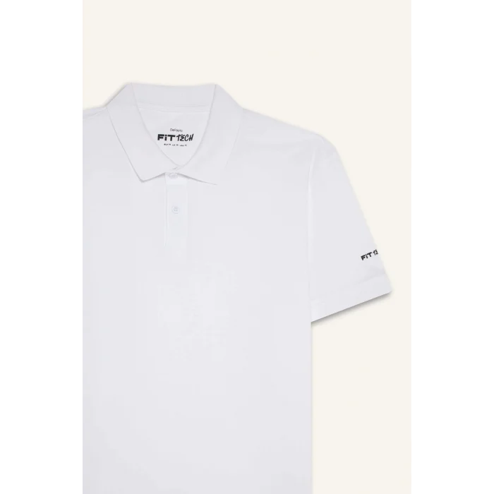 Defacto D9779AXWT34 Beyaz Slim Fit Dar Kesim Polo Yaka Sporcu Pike Kısa Kollu Tişört