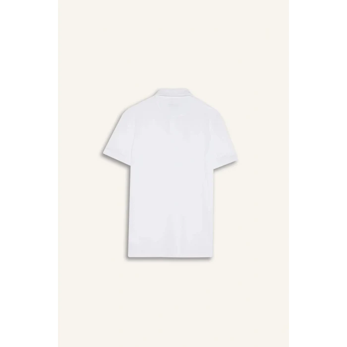 Defacto D9779AXWT34 Beyaz Slim Fit Dar Kesim Polo Yaka Sporcu Pike Kısa Kollu Tişört