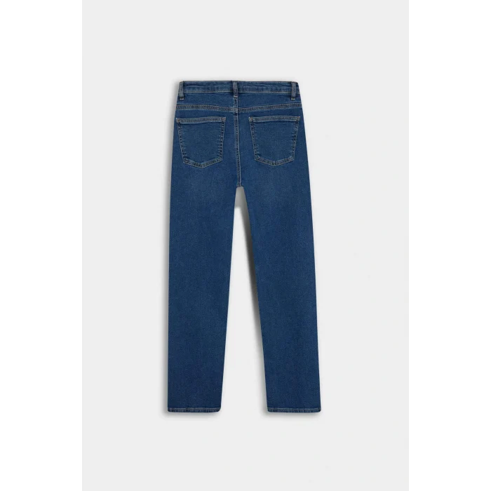 Defacto F9726AXNM34 Mavi Comfort Straight Normal Bel Bilek Boy Jean Yıkamalı Pantolon