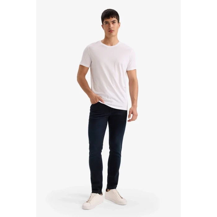 Defacto G3229AXNM83 İndigo Pedro Slim Fit Dar Kalıp Normal Bel Dar Paça Jean Pantolon