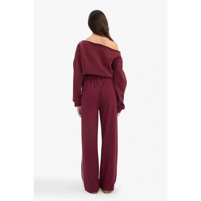 Defacto D6668AXBR232 Bordo Straight Fit Cepli Düz Paça Eşofman Altı