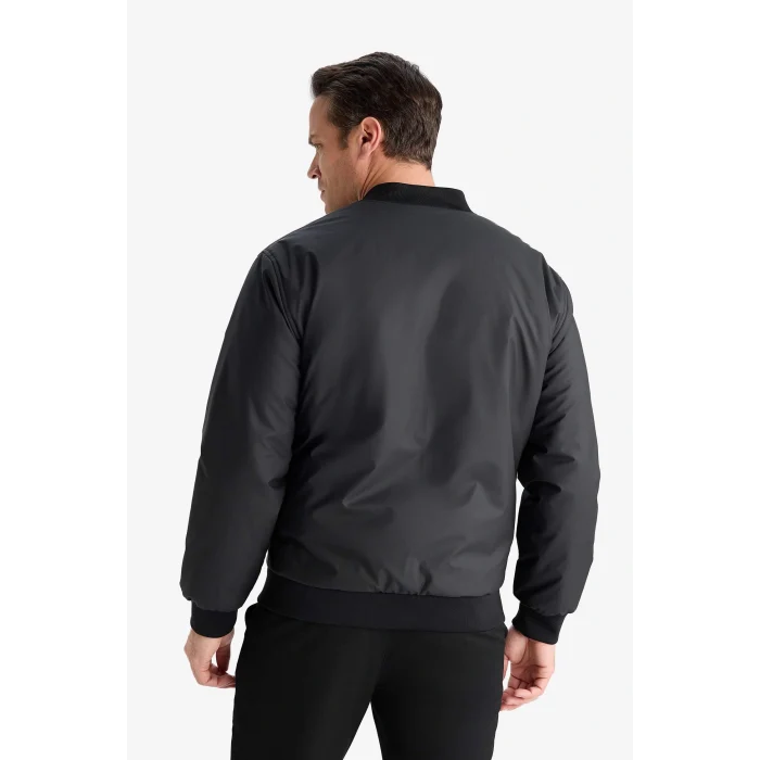 Defacto A3105AXBK27 Siyah Su İtici Slim Fit Dar Kesim Kolej Yaka Fermuarlı Astarlı Bomber Mevsimlik Mont