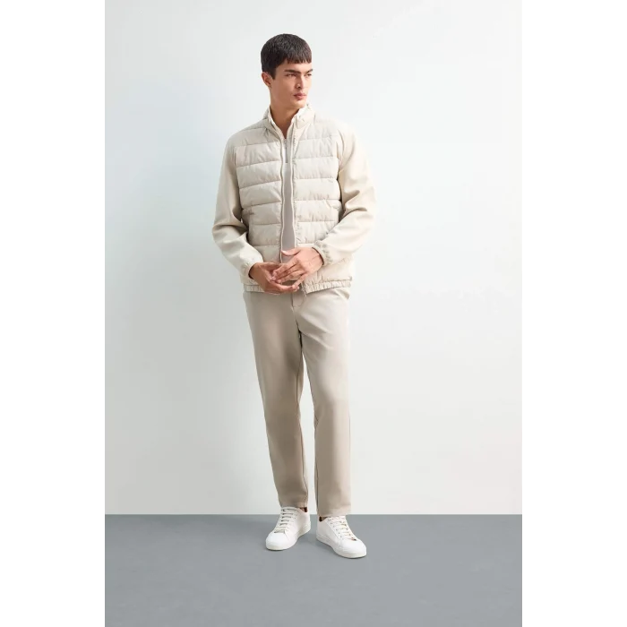 Defacto D7532AXBG766 Bej Su İtici Rüzgar Geçirmez Slim Fit Dar Kesim Astarlı Fermuarlı Cepli Mont