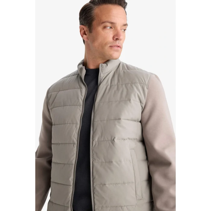 Defacto D7532AXGR3 Gri Su İtici Rüzgar Geçirmez Slim Fit Dar Kesim Astarlı Fermuarlı Cepli Mont