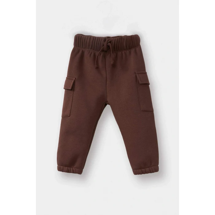 Defacto G1126A5BN334 Kahve Erkek Bebek 2li Takım Baskılı Yarım Fermuarlı Sweatshirt Eşofman Altı