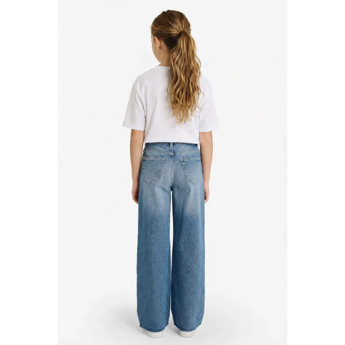 Defacto G3646A8NM28 Mavi Kız Çocuk Wide Leg Jean Pantolon