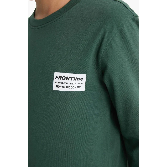Defacto F3346A8GN438 Yeşil Erkek Çocuk Pijama Takımı Baskılı Uzun Kollu Üst Uzun Alt