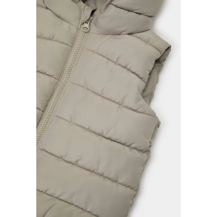 Defacto A2221A5GR94 Gri Erkek Bebek Okul Su Geçirmez Kapüşonlu Fermuarlı Tafta Şişme Yelek